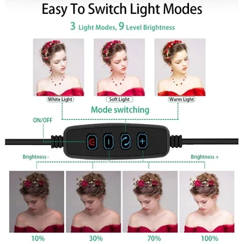 10inch Fotogrāfija LED Selfie Gredzenu Gaisma Video Gaismas Intensitāti USB Gredzenu Lampa ar Statīvu Kandidēt Grims Youtube Tik Tok Live