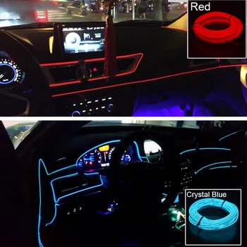 12V EL Vadu Auto Neona LED Gaismas Apdares Lentes Krāsas LED Lukturi piepīpētāja Ligzdā Auto Gaismas Universālu Auto Piederumi