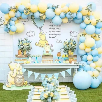 133 gab./komplekts Macaron Zilā Pastelis Dzeltens Balonu Arku Komplekts Baby Dušas Dzimšanas dienu, Kāzu svinības, Balonu Fona Dekors Piederumi