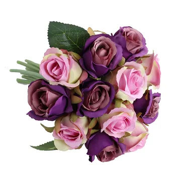 1bunch 12small rozes korejas Mākslīgo ziedu diy mājas dekorēšanas aksesuāri, kāzu svinības, saimniecības ziedi fotografēšanas pamatfunkcijas