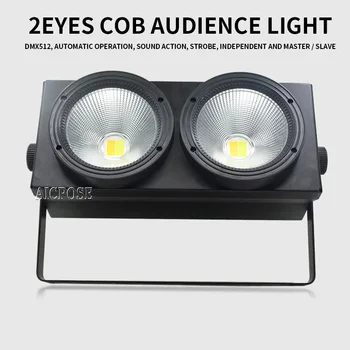 2 acis 2x100w COB LED DMX Posmā Spēkā Blinder Gaismas Foršs un Silts Balts DJ 200W Auditorijai, gaismas, Disko Skatuves Apgaismojums