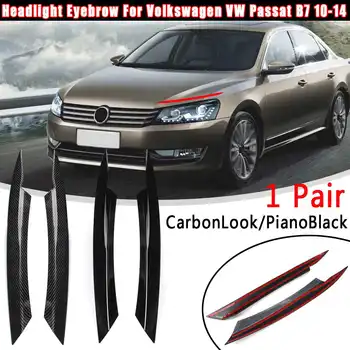 2gab CarbonLook Sveķu Lukturu Plakstiņa Uzacis Segtu auto Uzlīme Melns VW par Passat B7 2010 2011 2012 2013 Auto Stils