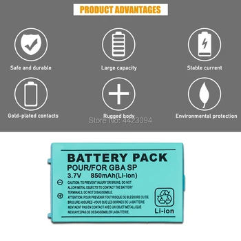 3.7 v 850mAh Uzlādējams Litija-jonu Akumulators + Rīks Pack Komplekts Nintendo Gameboy Advance GBA SP Nomaiņa