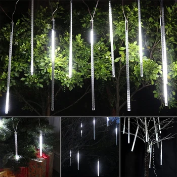 30cm Ziemassvētku 10 LED Lampas Saules Ūdensizturīgs Vainags Meteor Duša Gaismas LED Pasaku Stīgu Gaismas Kāzu Dārzam Āra Apgaismojums