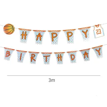3M Basketbola Tēmu Happy Birthday Banner Sporta Puse, Basketbola Bērniem, Baby Boy, Dzimšanas dienas svinības Rotājumi Papīra Banner