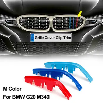 3pcs Auto 3D M Stils Priekšējo Režģi, Apdares Lentes Pārsegs, Buferi Svītras Vāka Uzlīmes BMW G20 M340i ABS Snap-on Uzstādīšanas