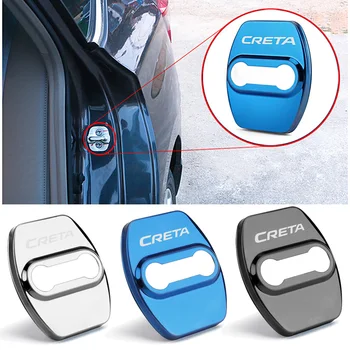 4gab Automašīnu Durvju slēdzenes Aizsarg Vāks Hyundai CRETA Logo Emblēma Bloķēšanas Klp Uzlīme Nerūsējošā Tērauda Nerūsējošs Auto Piederumi