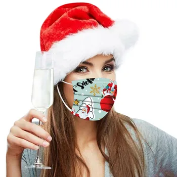 50GAB neaustu Vienreizējās lietošanas Sejas Maska Modes Ziemassvētku Drukāt Pieaugušo Rakstu Mutēm 3Ply auss cilpiņa Vienreiz Muti Maska Masque