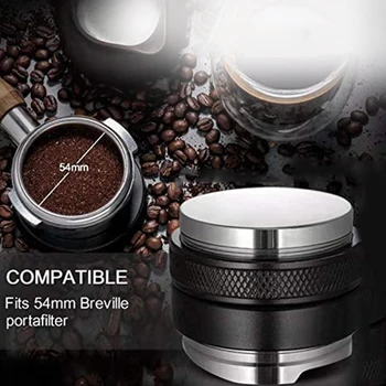 53mm Kafijas Izplatītājs Aizskart Dual Head Kafijas Nivelieris Regulējams Dziļums Espresso Drošs par 54mm Portafilter Kafijas Piederumi