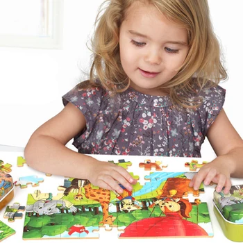 60Pcs Puzzle Montessori Rotaļlietas, Koka Puzles Bērniem, Īpašas Bērnu Izglītības Spēles Rotaļlietas Bērniem no 2 līdz 4 gadiem Dāvanu Puzzle Box