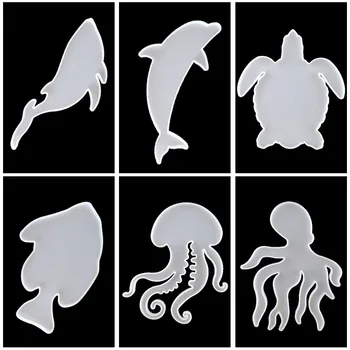 6Pcs Lielu Izmēru Astoņkājiem, Bruņurupuča bruņas, Vaļu Formas Sveķu Kalniņi Renes Silikona Pelējuma Diy Roku darbs Kristāla Paliktņi Liešanas Veidnes