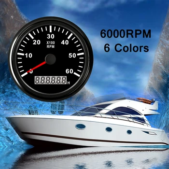 85mm Laivu Tahometrs, 0~6000 APGR. / min Tacho Platums Metru Platuma Digitālā Hourmeter Jūras Piekarināmie dīzeļdzinējs Motora Ģenerators 9-32V