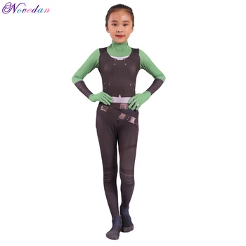 Aizbildņiem Galaxy Gamora Cosplay Kostīms Sievietēm, Meitenēm Halloween Kostīms Bērniem Supergirl Puse Jumpsuit Zentai Uzvalks Bodysuit