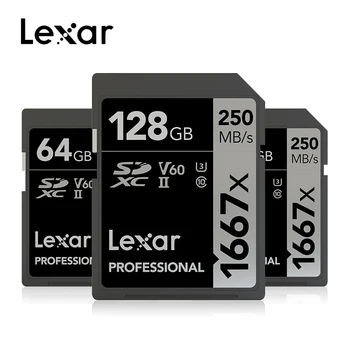 Akcijā!!! 250MB/s 1667x Lexar 128GB 256 GB SDXC U3 Karte 64 GB SDHC Class 10 Atmiņas Karte SD 3D 4K video Kameras