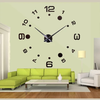 Akcijā! 3D Bezrāmju Sienas Pulkstenis Uzlīmes DIY Sienu Apdare Sienas Pulkstenis Guļamistaba, viesistaba, Mājas Dekoru
