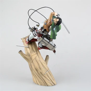 Anime Uzbrukumu Titan Shingeki Nav Kyojin Skautu Leģiona Levi Kaujas Ver. PVC Rīcības Attēls Statuja Kolekcionējamus Modelis Rotaļlietas Lelle