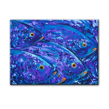 Audekls Mākslas Savvaļas Dzīvnieku Sienas Gleznojums, Krāsains Zivju Eļļa, Audekls Gleznošanai Mājas Apdare Izdrukāt Plakātu Mākslu, Dzīvojamā Istaba