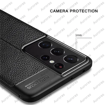 Auroras Soft Case For Samsung Galaxy S21 Ultra Silikona Litchi Modelis PU ādas Triecienizturīgs Vāks Samsung S21 Plus Gadījumā