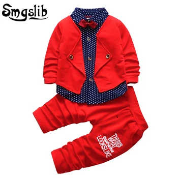 Baby boy apģērbs Uzstādīt Pavasara Rudens Gadījuma Bērniem Sporta apģērbu Zīdaiņiem Toddler Zēnu Drēbes Top Mētelis+Bikses Tracksuit Iestatīt 1. dzimšanas diena