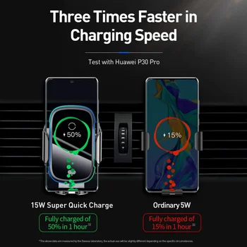 Baseus Qi Auto Bezvadu Lādētājs iPhone Samsung Xiaomi 15W Indukcijas Ātru Bezvadu Lādēšanas Auto Telefona Turētājs Wirless Lādētāju