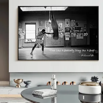 Bokseris Hitting Boksa Maisu Mūsdienu Eļļas Glezna uz Audekla Cuadros Plakāti un Izdrukas Skandināvijas Sienas Art Attēlu, Mājas Dekoru