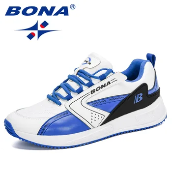 BONA 2020 Jauno Dizaineru Moderns Rīcības Ādas sporta kurpes Vīriešu Ikdienas Apavi Lac-Up Cilvēks Āra Pastaigas Zapatillas Vīriešu Brīvā laika Kurpes