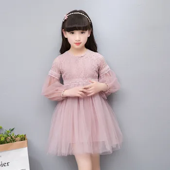 Bērniem kleitas meitenēm drēbes 2019. gada Rudenī bērniem apģērbi meitenēm kleitas garām piedurknēm princese kleita izšuvumi vestidos 2-14Y