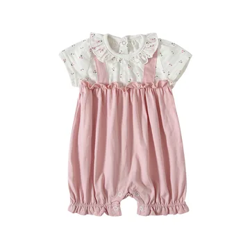 Bērnu Apģērbu Jaundzimušo Bērnu Kokvilnas Romper Ķiršu Drukāt Zīdaiņu Meitenēm Jumpsuit Bērniem Drēbes, Apģērbs rozā 0-2Y