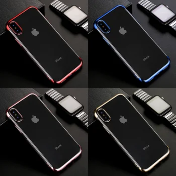 Caurspīdīgs Skaidrs, Electroplated Mīksto TPU Telefonu Gadījumā Par Apple iPhone X XS Max XR 8 7 6 6S Plus Triecienizturīgs Silikona Buferi Vāciņu