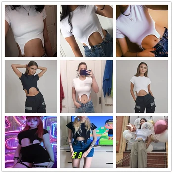 CNYISHE 2020. gada Vasaras Elastīgs Augstums Krekli Cietā Melnā Sexy Kultūru Tops ar Īsām Piedurknēm Šauri Slim Topi Sieviešu Modes Streetwear Tshirt