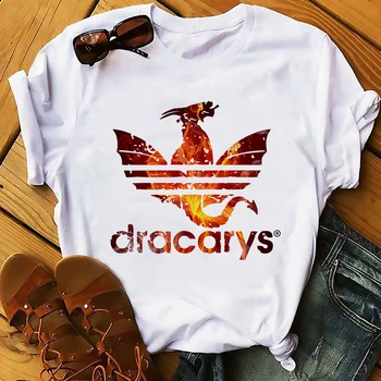 Daenerys Dracarys cool t-krekls femme jaunā baltā gadījuma femme t GOT Pūķis Arya Stark smieklīgi t-krekls bez līmes drukāt