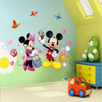 Disney mickey minnie peles, putnus, sienas uzlīmes bērniem, istabas, mājas dekoru karikatūra sienas uzlīmes pvc sienas mākslas diy plakāti