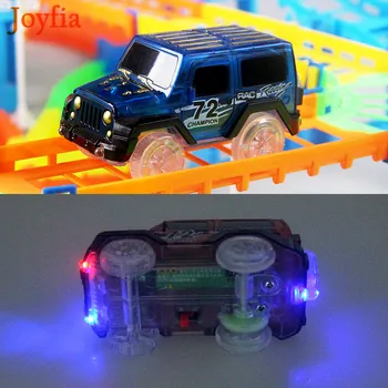 Dzelzceļa Burvju Kvēlojošs Elastīgu Trases Auto Rotaļlietas Bērniem Sacīkšu Elastīgiem Sliežu LED Flashing Light Up DIY Rotaļlietas Elektronisko Automašīnas