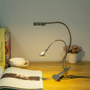 Elastīgs led skavas Indikators par Dubulto galvu pogas LED Galda Lampa var izvēlēties Klipu LED galda Lampa vai divas LED lasīt grāmatu gaisma