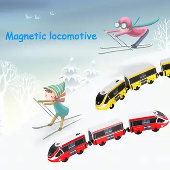 Elektriskais Vilciens Rotaļlietas Magnētiskā Rotaļlieta Vilciena Miniatūras Vilcienu Rotaļlietas Saderīga Ar Gandrīz Visiem Koka Dziesmas Bērniem Elektrisko Vilcienu Rotaļlietas