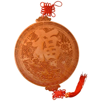 Fengshui Ķīniešu mezgls dabas sarkankoks griešanai bagātu un vērtīgu zivju sarkankoks bagua spogulis pendanthome piederumi rotas