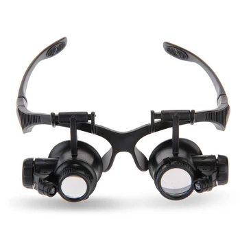 Galvas LED Gaismas Brilles, Lupas 10X, 15X, 20X 25X Pulksteņi Rotaslietas Optisko Objektīvu Stikla Lupa Lupa