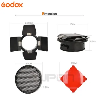 Godox BD-03 Klēts Durvis Ar Šūnveida Režģis un 4 Krāsu filtru Komplekti, Foto Studija Flash K-150 K-180 250SDI 300SDI E250