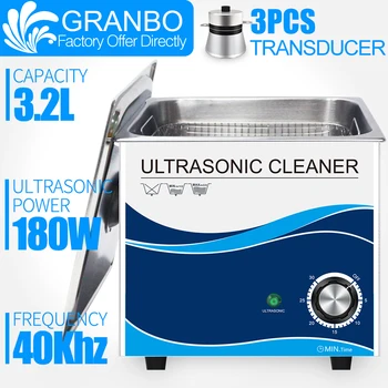 Granbo 3.2 L Ultraskaņas tīrītājs Vannas 180W 40khz Ar Taimeri Tīrīšanas Šķīdumu Ķēdes Borad Metāla Daļas un Piederumi