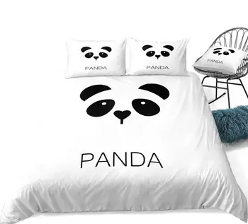 Gudrs Panda Gultas Piederumi Bērniem Zēni Meitenes Karikatūra Dzīvnieku Sega Sedz Uzstādīt, Vienkārši Panda Zīme Gultas Komplekts Baltā Sega Segtu Karaliene Dropship