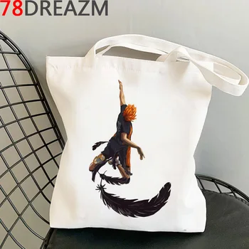 Haikyuu iepirkumu grozs bolso shopper-iepirkšanās pārtikas rokassomu soma bolsas reutilizables auduma string džutas sacolas
