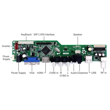 HD MI VGA, AV, USB RF LCD Valdes Izšķirtspēja 1024X768 G150XG01 par 15inch LCD Ekrāns T. V56.03