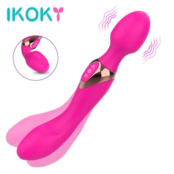 IKOKY Klitoru Stimulēt Spēcīgs, Liels, Vibratori Seksa Rotaļlietu Sievieti 10 Ātrumu Dubultā Galvu Šoks par Sievietes Burvju Nūjiņu Ķermeņa Masieris