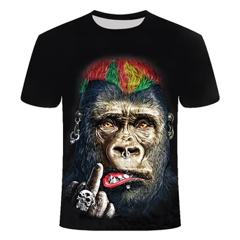 Ir 2021. Nieuwste Dzīvnieku 3D T-krekls Aap Korte Mouw Mannelijke Zomer Topi, t-veida, 3D Orangutan T Krekls Voor Mannen Smieklīgi Kleding
