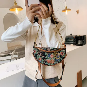 Ir 2021. Retro Classic Sieviešu Messenger Bag Gleznas Izšūšanas Pleca Soma, Multifunkcionāla Dāmas Luksusa Somu Dizaineru Somas