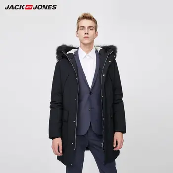 JackJones Vīriešu Kapuci Ilgtermiņa Biznesa Gadījuma Kažokādas Apkakle Kravas dūnu Jaka vīriešu apģērbi| 219412547