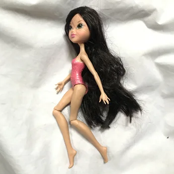 Jauna lelle vadītājs moxie ar tumši brūni viļņaini matu aksesuāri Bratz Lelles DIY Mix-Stila Meitene Rotaļlietu modes
