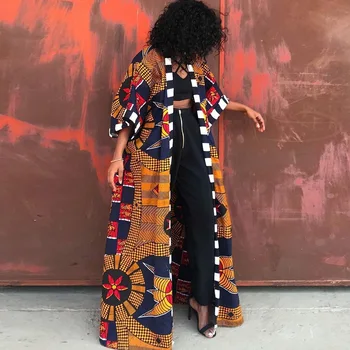 Jauna Vējjaka Āfrikas Etniskā Stila Dāmas Jaka Ilgi Drukāt Dashiki Apdullināšanu Elegants Āfrikas Drēbes Sievietēm