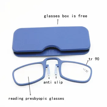 Jauns Mini Portatīvo Lasīšanas Brilles Deguna Klipsi Augstas Kvalitātes Vīriešu un Sieviešu Tr90 Plastmasas Presbyopic Brilles ar Lietu 2.5 1.5 3.0 Melns