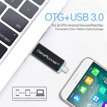 Jaunu DataRunner USB 3.0 OTG USB Flash Disku, Pildspalvu Diska 256 GB 128GB 64GB, 32GB 16GB 8GB High Speed Pendrive Viedtālrunis/Tablet/PC